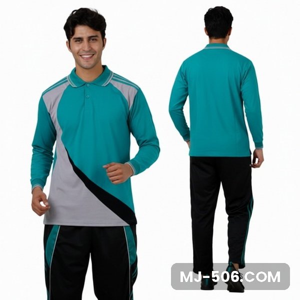 Baju Olahraga Guru Tosca Celana Hitam Baju Olahraga Guru Tosca Celana Hitam, setelan baju polo dan celana training tampak depan dan belakang