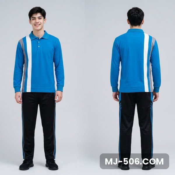 Baju Olahraga Kantor Biru Celana Hitam Baju Olahraga Kantor Biru Celana Hitam, setelan kaos polo katun cardet 24s dan celana training diadora