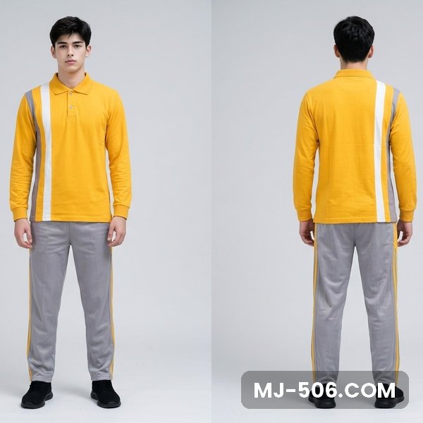 Baju Olahraga Kantor Kuning Celana Abu Baju Olahraga Kantor Kuning Celana Abu, setelan kaos polo katun cardet 24s dan celana training diadora
