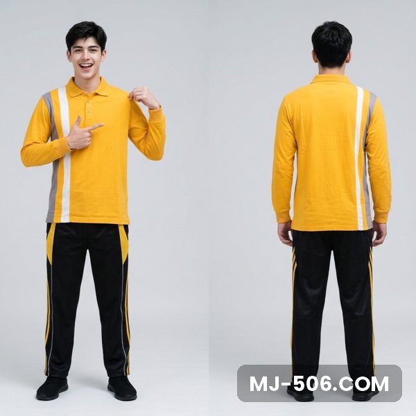 Baju Olahraga Kantor Kuning Celana Hitam Baju Olahraga Kantor Kuning Celana Hitam, setelan kaos polo katun cardet 24s dan celana training diadora