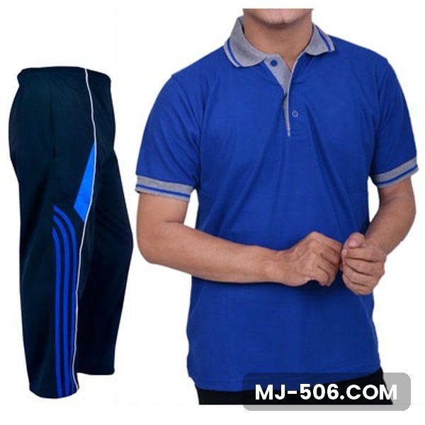 Baju Olahraga Polo Lacos Biru Benhur Kerah Abu Celana Hitam Baju Olahraga Polo Lacos Biru Benhur Kerah Abu Celana Hitam, setelan polo lacos lengan pendek dan celana training diadora