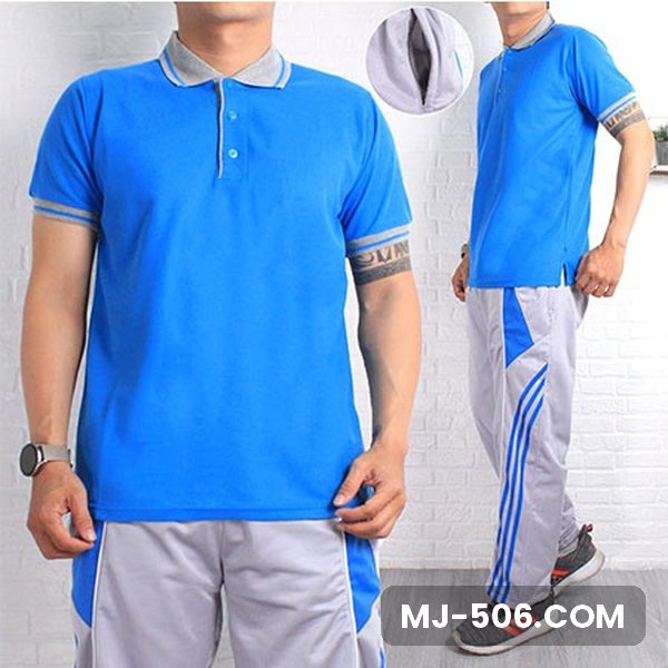 Baju Olahraga Polo Lacos Biru Kerah Abu Celana Abu Baju Olahraga Polo Lacos Biru Kerah Abu Celana Abu, setelan polo lacos lengan pendek dan celana training diadora