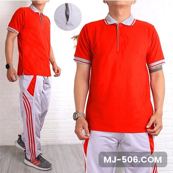 Baju Olahraga Polo Lacos Merah Kerah Abu Celana Abu Baju Olahraga Polo Lacos Merah Kerah Abu Celana Abu, setelan polo lacos lengan pendek dan celana training diadora