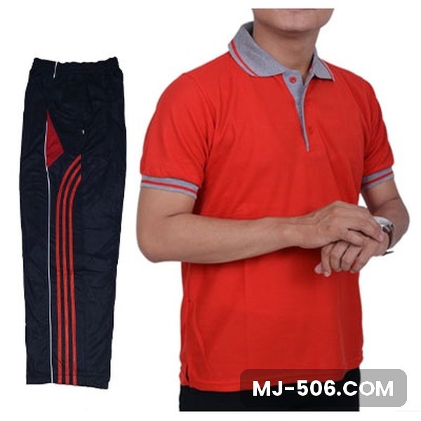 Baju Olahraga Polo Lacos Merah Kerah Abu Celana Hitam Baju Olahraga Polo Lacos Merah Kerah Abu Celana Hitam, setelan polo lacos lengan pendek dan celana training diadora