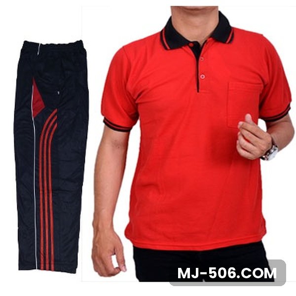 Baju Olahraga Polo Lacos Merah Kerah Hitam Baju Olahraga Polo Lacos Merah Kerah Hitam, setelan polo lacos lengan pendek dan celana training diadora