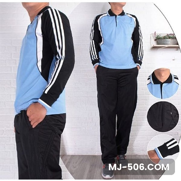 Baju Olahraga SMA Biru Langit Celana Hitam Baju Olahraga SMA Biru Langit Celana Hitam, setelan kaos polo lengan panjang dan celana training diadora