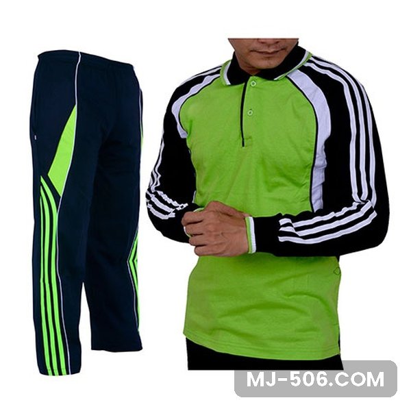 Baju Olahraga SMA Hijau Stabilo Celana Hitam Baju Olahraga SMA Hijau Stabilo Celana Hitam, setelan kaos polo lengan panjang dan celana training diadora