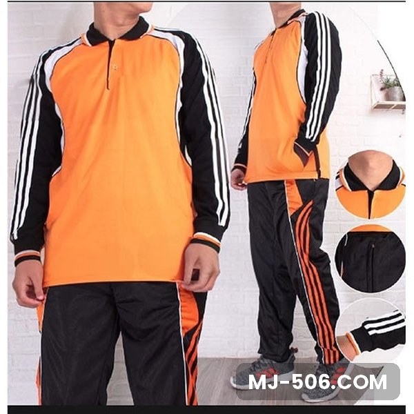 Baju Olahraga SMA Oranye Celana Hitam Baju Olahraga SMA Oranye Celana Hitam, setelan kaos polo lengan panjang dan celana training diadora