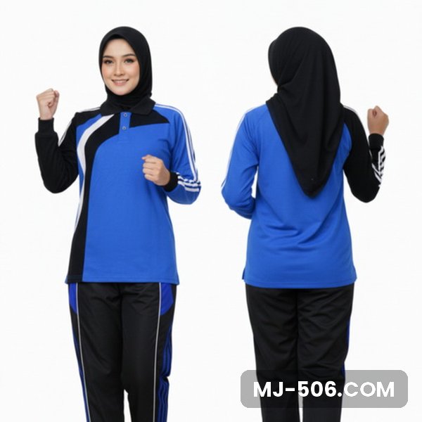 Baju Olahraga Wanita Biru Benhur Baju Olahraga Wanita Biru Benhur, baju biru benhur dengan lengan hitam dan celana training hitam list biru benhur