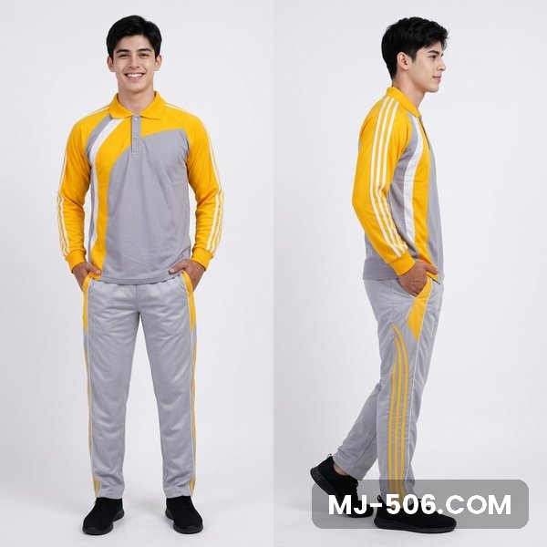 Baju Seragam Olahraga Abu Lengan Kuning Baju Seragam Olahraga Abu Lengan Kuning, setelan polo raglan katun cardet 24s dan celana training diadora