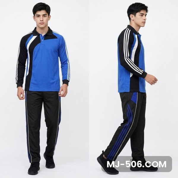 Baju Seragam Olahraga Biru Benhur Lengan Hitam Baju Seragam Olahraga Biru Benhur Lengan Hitam, setelan polo raglan katun cardet 24s dan celana training diadora