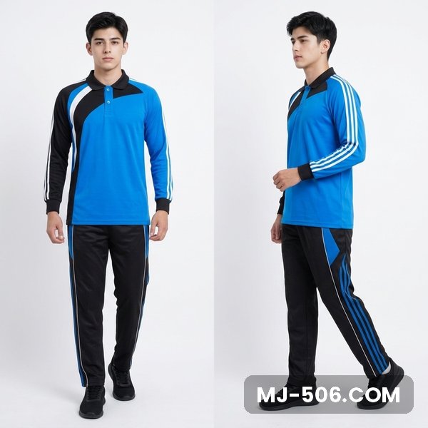 Baju Seragam Olahraga Biru Lengan Hitam Baju Seragam Olahraga Biru Lengan Hitam, setelan polo raglan katun cardet 24s dan celana training diadora