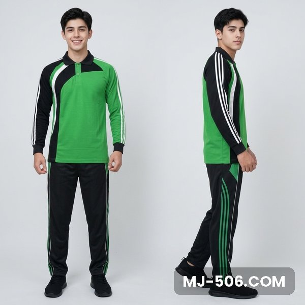 Baju Seragam Olahraga Hijau Lengan Hitam Baju Seragam Olahraga Hijau Lengan Hitam, setelan polo raglan katun cardet 24s dan celana training diadora