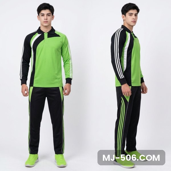 Baju Seragam Olahraga Hijau Stabilo Lengan Hitam Baju Seragam Olahraga Hijau Stabilo Lengan Hitam, setelan polo raglan katun cardet 24s dan celana training diadora