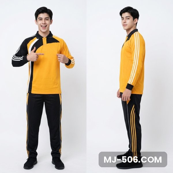 Baju Seragam Olahraga Kuning Lengan Hitam Baju Seragam Olahraga Kuning Lengan Hitam, setelan polo raglan katun cardet 24s dan celana training diadora