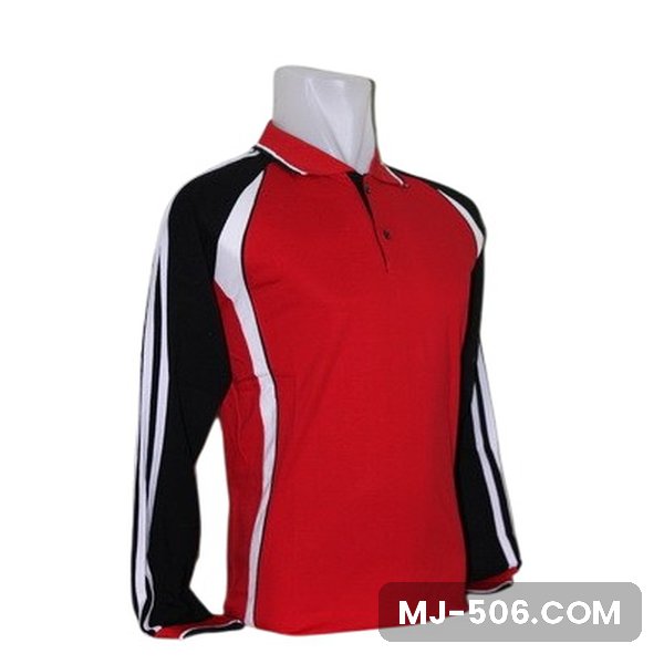 Baju Seragam Olahraga Warna Merah Hitam Baju Seragam Olahraga Warna Merah Hitam, kaos olahraga kerah polo merah dengan lengan hitam dan list putih dan list putih di lengan