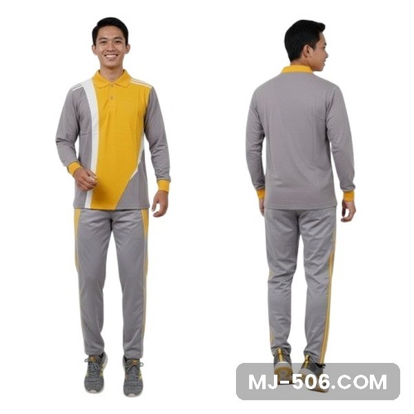 Baju Training Kuning Abu Celana Abu Baju Training Kuning Abu Celana Abu, setelan baju training polo katun cardet 24s dan celana training diadora