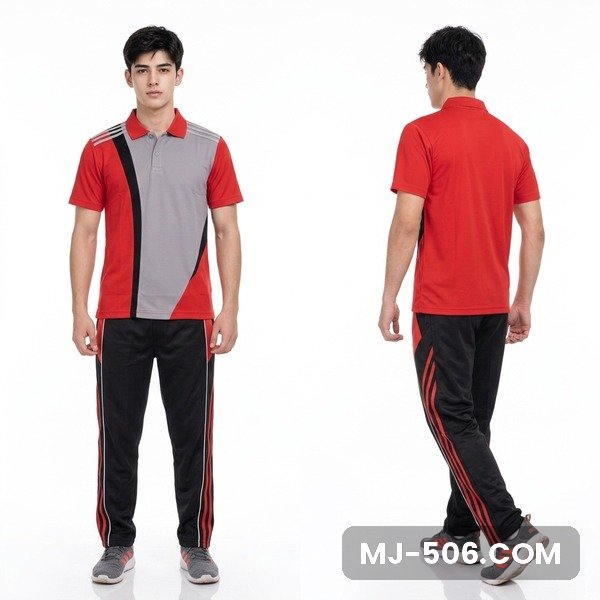 Baju Training Lengan Pendek Merah Abu Celana Hitam Baju Training Lengan Pendek Merah Abu Celana Hitam, setelan polo lengan pendek panel kontras katun cardet 24s dan celana training diadora