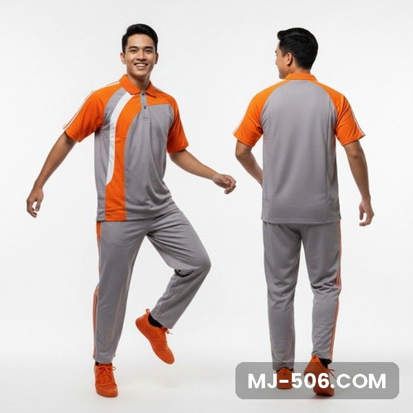 Baju Training Pria Abu Oranye Celana Abu Baju Training Pria Abu Oranye Celana Abu, setelan baju training polo lengan pendek katun cardet 24s dan celana training diadora