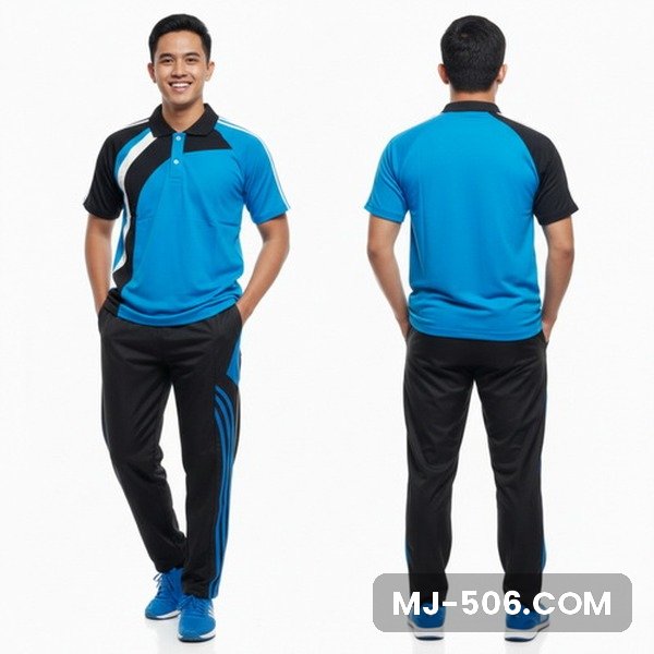 Baju Training Pria Biru Langit Hitam Baju Training Pria Biru Langit Hitam, setelan baju training polo lengan pendek katun cardet 24s dan celana training diadora