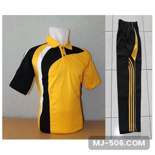Baju Training Pria Kuning Hitam Baju Training Pria Kuning Hitam, setelan baju training polo lengan pendek katun cardet 24s dan celana training diadora