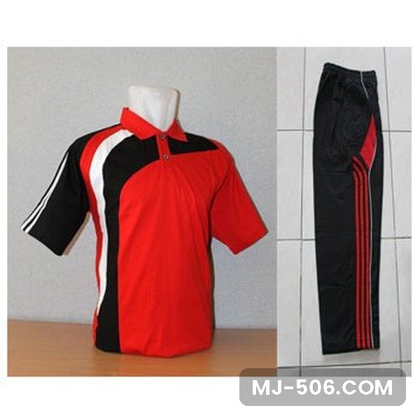 Baju Training Pria Merah Hitam Baju Training Pria Merah Hitam, setelan baju training polo lengan pendek katun cardet 24s dan celana training diadora