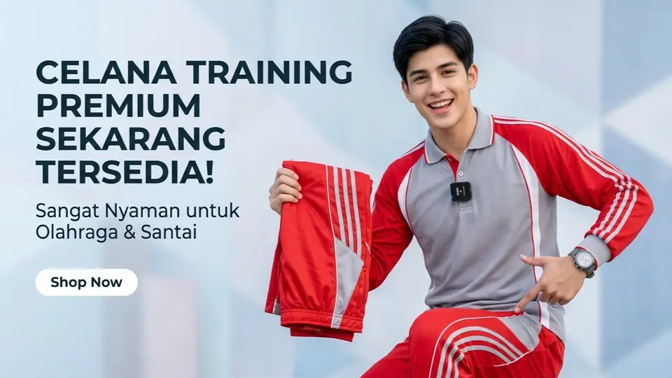 Celana training premium merah list putih, nyaman untuk olahraga dan santai