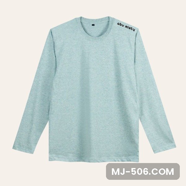 Kaos Polos Lengan Panjang Abu Misty Kaos polos lengan panjang warna abu misty, katun combed 30s tampak depan