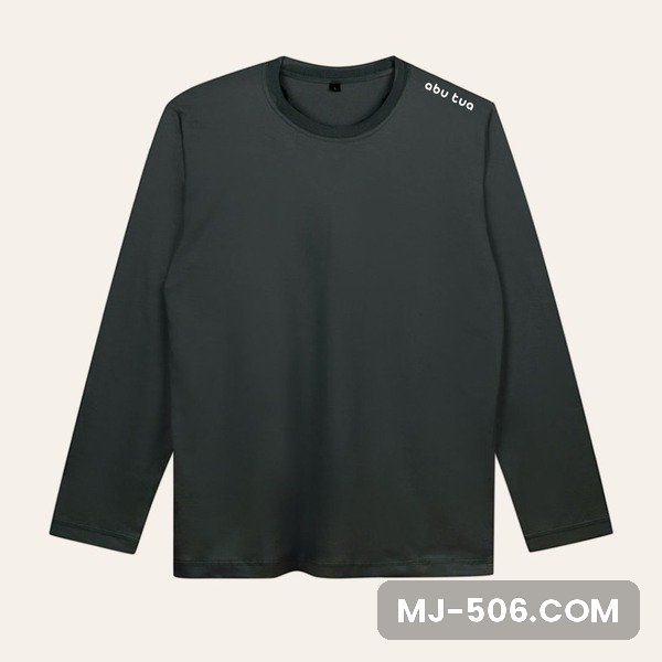 Kaos Polos Lengan Panjang Abu Tua Kaos polos lengan panjang warna abu tua, katun combed 30s tampak depan