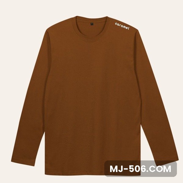 Kaos Polos Lengan Panjang Caramel Kaos polos lengan panjang warna caramel, katun combed 30s tampak depan