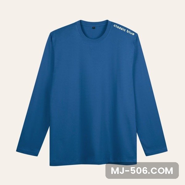 Kaos Polos Lengan Panjang Classic Blue Kaos polos lengan panjang warna classic blue, katun combed 30s tampak depan