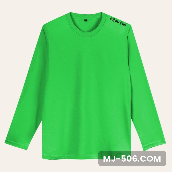 Kaos Polos Lengan Panjang Hijau Fuji Kaos polos lengan panjang warna hijau fuji, katun combed 30s tampak depan