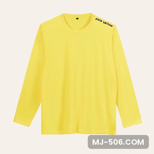 Kaos Polos Lengan Panjang Pale Yellow Kaos polos lengan panjang warna pale yellow, katun combed 30s tampak depan