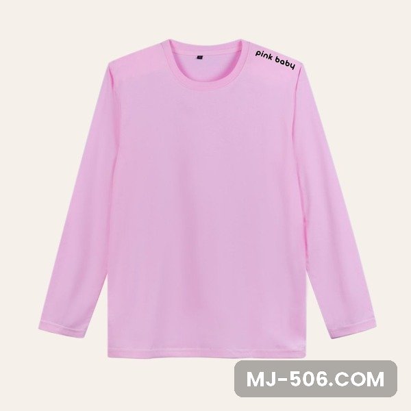Kaos Polos Lengan Panjang Pink Baby Kaos polos lengan panjang warna pink baby, katun combed 30s tampak depan
