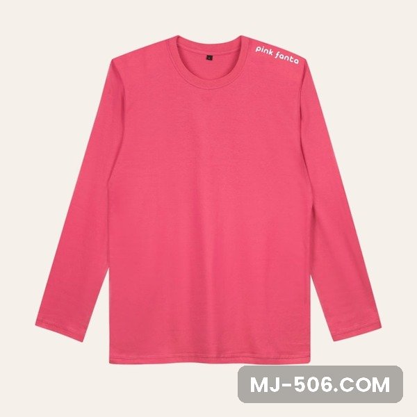 Kaos Polos Lengan Panjang Pink Fanta Kaos polos lengan panjang warna pink fanta, katun combed 30s tampak depan