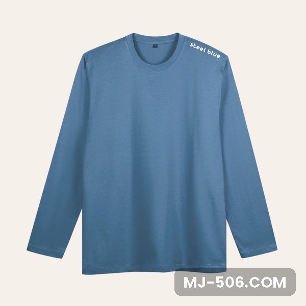 Kaos Polos Lengan Panjang Steel Blue Kaos polos lengan panjang warna steel blue, katun combed 30s tampak depan