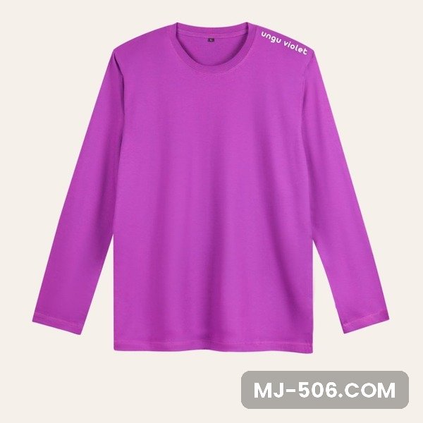 Kaos Polos Lengan Panjang Ungu Violet Kaos polos lengan panjang warna ungu violet, katun combed 30s tampak depan