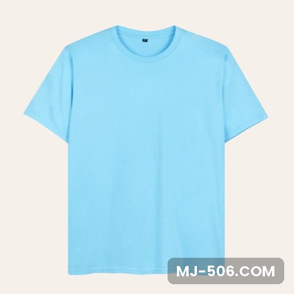 Kaos Polos Lengan Pendek Biru Baby Kaos polos lengan pendek warna biru baby, katun combed 30s tampak depan