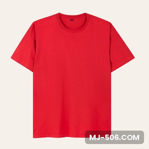 Kaos Polos Lengan Pendek Merah Solid Kaos polos lengan pendek warna merah solid, katun combed 30s tampak depan