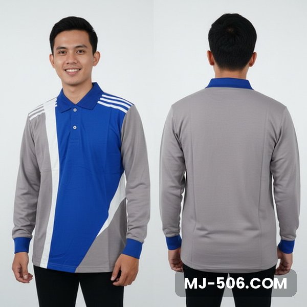 Kaos Seragam Olahraga Warna Benhur Abu Kaos Seragam Olahraga Warna Benhur Abu, kaos olahraga kerah polo biru benhur di bagian depan dengan lengan abu dan list putih di lengan