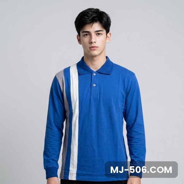 Kaos Seragam Lengan Panjang Warna Biru Benhur Kaos Seragam Lengan Panjang Warna Biru Benhur, kaos polo lengan panjang tampak depan