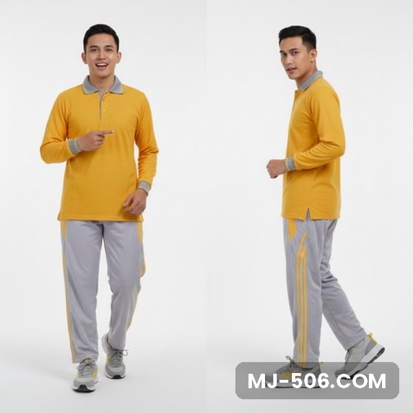 Polo Lacos Lengan Panjang Kuning Kerah Abu Celana Abu Polo Lacos Lengan Panjang Kuning Kerah Abu Celana Abu, setelan polo lacos lengan panjang dan celana training diadora