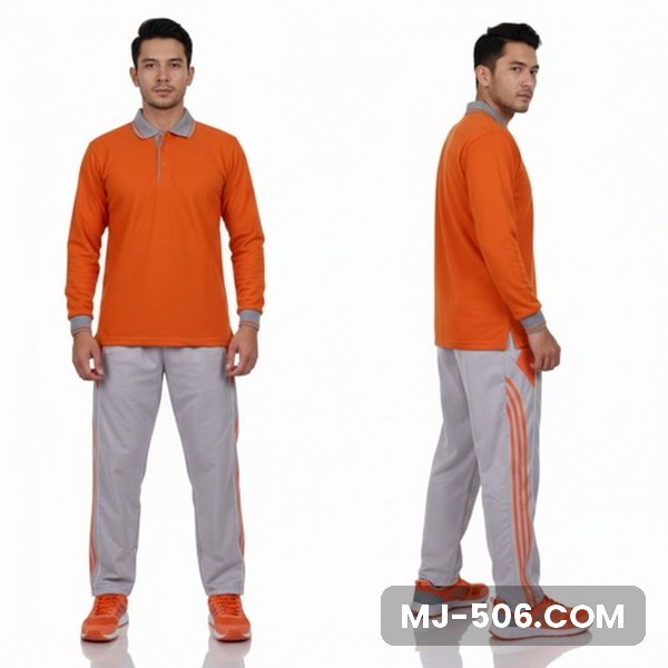 Polo Lacos Lengan Panjang Oranye Kerah Abu Celana Abu Polo Lacos Lengan Panjang Oranye Kerah Abu Celana Abu, setelan polo lacos lengan panjang dan celana training diadora