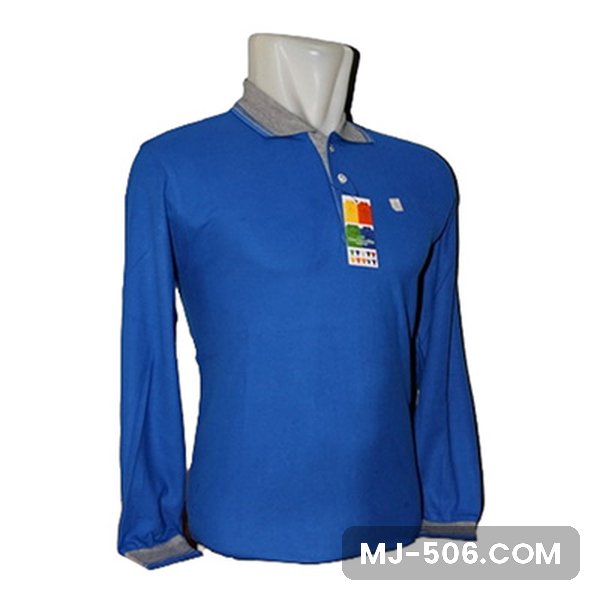 Polo Shirt Lengan Panjang Biru Benhur Polo Shirt Lengan Panjang Biru Benhur dipajang di manekin, polo shirt lengan panjang biru benhur dengan kerah dan manset lengan abu