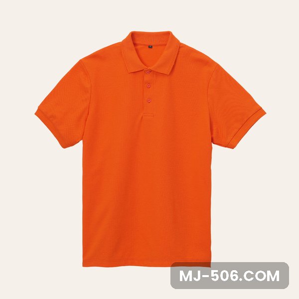 Polo Shirt Orange Polos Polo Shirt Orange Polos tampak depan, polo shirt lengan pendek warna orange polos dengan kerah dan rib lengan senada