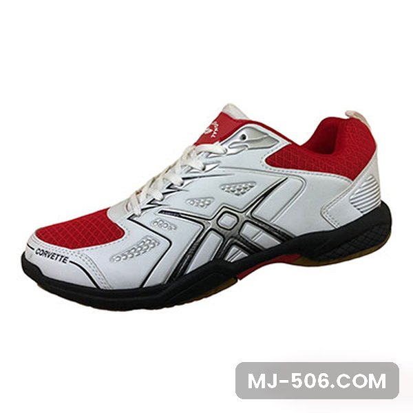Sepatu Badminton Corvette White Sepatu Badminton Corvette White, sepatu badminton Professional model Corvette warna white tampak samping dan sol