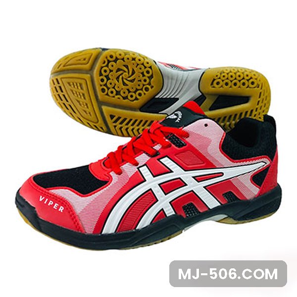 Sepatu Badminton Viper Red Sepatu Badminton Viper Red, sepatu badminton Professional model Viper warna red tampak samping dan sol