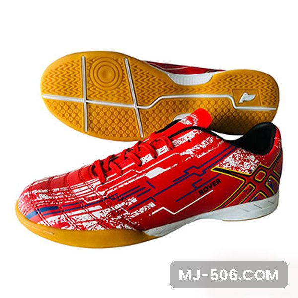Sepatu Futsal Rover Red Sepatu Futsal Rover Red, sepatu futsal Professional model Rover warna red tampak samping dan sol