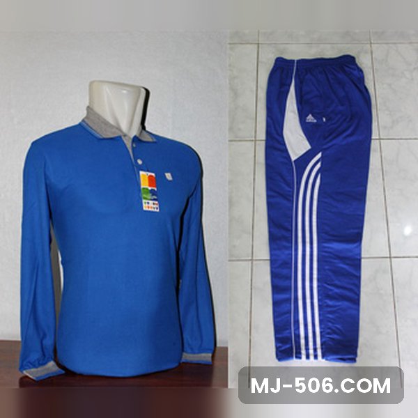 Seragam Olahraga Polos Biru Benhur List Putih Seragam Olahraga Polos Biru Benhur List Putih, kaos polo biru benhur kerah abu dan celana training biru benhur list putih