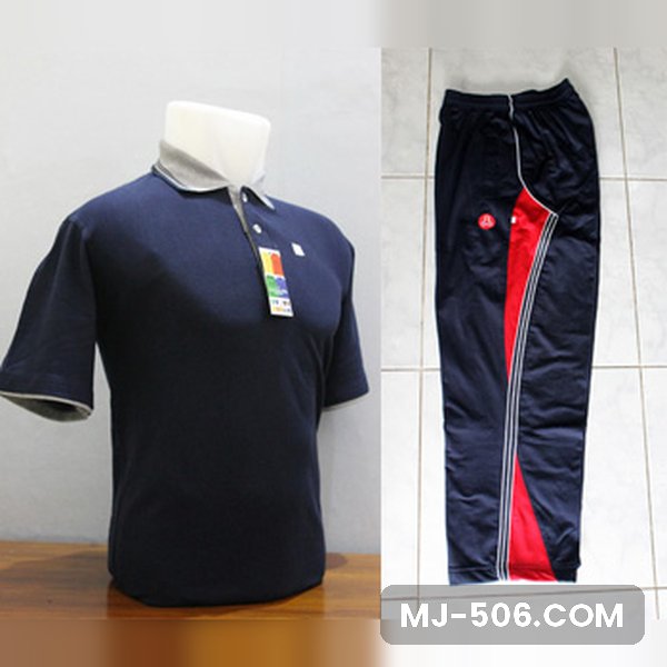 Setelan Baju Training Olahraga Warna Dongker Merah Setelan Baju Training Olahraga Warna Dongker Merah, kaos polo biru dongker kerah abu dan celana training biru dongker dengan panel merah